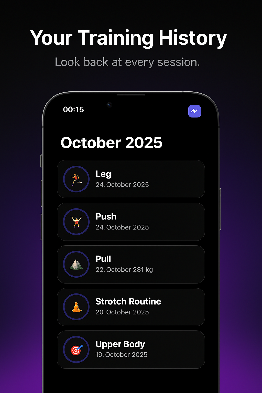Training history in Movo
